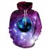 Men Women 3D Print Outer Space Swirl Hoodie Fashionable Starry Hooded Pullover Top Purple swirl XXXL