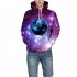 Men Women 3D Print Outer Space Swirl Hoodie Fashionable Starry Hooded Pullover Top Purple swirl S