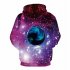 Men Women 3D Print Outer Space Swirl Hoodie Fashionable Starry Hooded Pullover Top Purple swirl S