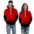Men Women 3D Printing Casual Hooded Sweatshirt  red M