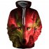 Men Women 3D Wolf Pattern Printing Hooded Sweatshirt Two color wolf red XL