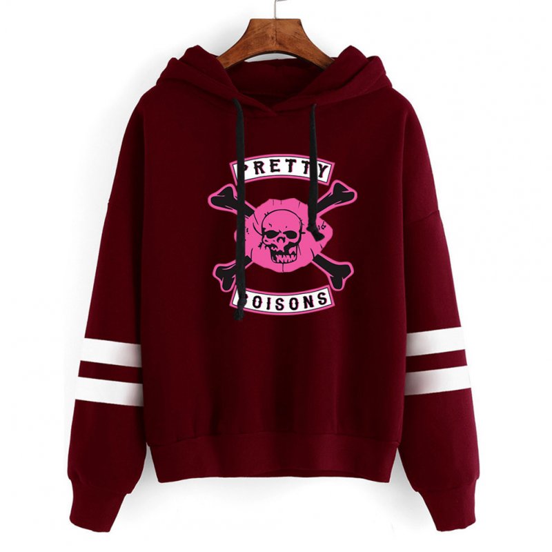 Men Women American Drama Riverdale Fleece Lined Thickening Hooded Sweater Tops Red wine_XL