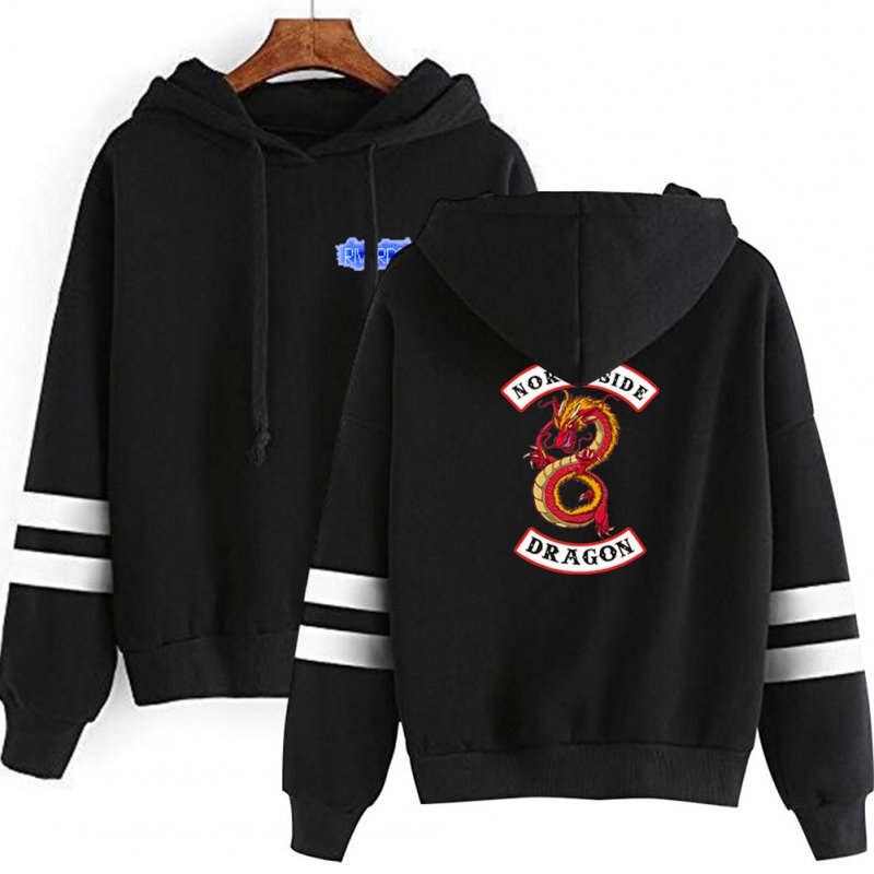 Men Women American Drama Riverdale Fleece Lined Thickening Hooded Sweater Black E_XXL