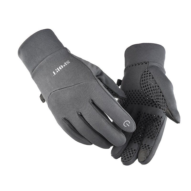 Men Women Anti Slip Windproof Gloves Autumn Winter Waterproof Thermal Warm Touchscreen Riding Skiing Gloves gray_M