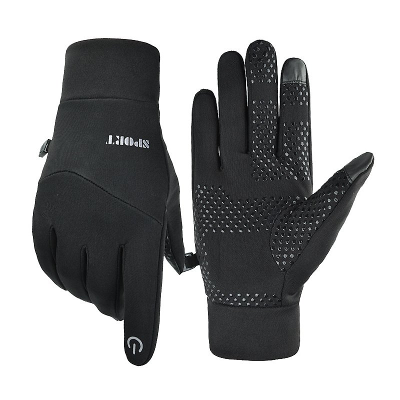 Men Women Anti Slip Windproof Gloves Autumn Winter Waterproof Thermal Warm Touchscreen Riding Skiing Gloves black_L