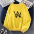 Men Women Autumn Winter Loose Thicken Fleece Round Collar Sweatshirts Coat for Students Lovers yellow 2XL