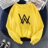 Men Women Autumn Winter Loose Thicken Fleece Round Collar Sweatshirts Coat for Students Lovers yellow 2XL