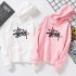 Men Women Autumn Winter Hooded Loose Printing All Match Fleece Sweatshirts Top for Students white M