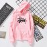 Men Women Autumn Winter Hooded Loose Printing All Match Fleece Sweatshirts Top for Students red XL