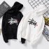 Men Women Autumn Winter Hooded Loose Printing All Match Fleece Sweatshirts Top for Students white XL