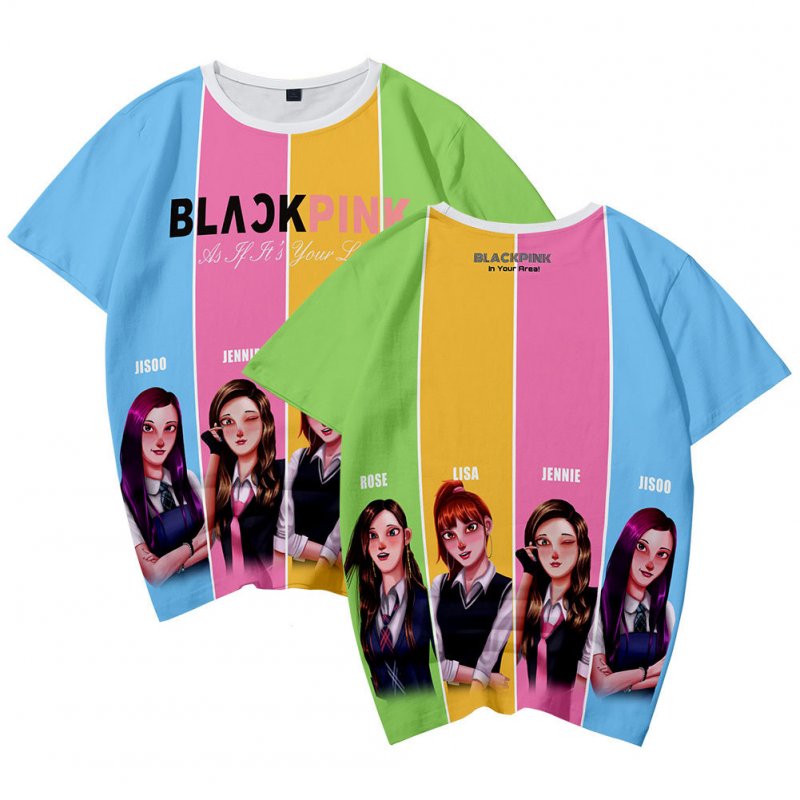 Men Women Blackpink Girls Group 3D Digital Printing Fashion Casual T-shirt Short-Sleeve Pullover Shirt B_M