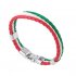 Men Women Bracelet Braided PU Italian Flag Bangle Leather Alloy for Green White red Italy