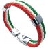 Men Women Bracelet Braided PU Italian Flag Bangle Leather Alloy for Green White red Italy