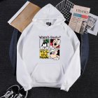 Men Women Cartoon Hoodie Sweatshirt Micky Mouse Thicken Autumn Winter Loose Pullover White S
