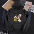 Men Women Cartoon Hoodie Sweatshirt Micky Mouse Thicken Autumn Winter Loose Pullover Black XXL