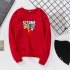 Men Women Cartoon Printing Round Neck Pullover Fleece Sweatshirts red S