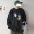 Men Women Cartoon Sweatshirt Tom and Jerry Crew Neck Printing Loose Pullover Tops Red XXL