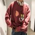 Men Women Cartoon Sweatshirt Tom and Jerry Crew Neck Printing Loose Pullover Tops Red XXXL