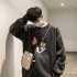 Men Women Cartoon Sweatshirt Tom and Jerry Crew Neck Printing Loose Pullover Tops Dark gray XL