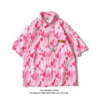 Men Women Casual Shirt Short Sleeve Love Heart Shaped Printed Summer Loose Couple Tops SY129 red M