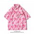 Men Women Casual Shirt Short Sleeve Love Heart Shaped Printed Summer Loose Couple Tops SY129 red 3XL