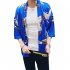 Men Women Classic Shirts Three Quarter Sleeve Pattern Printing Thin Blouse  8892 blue M