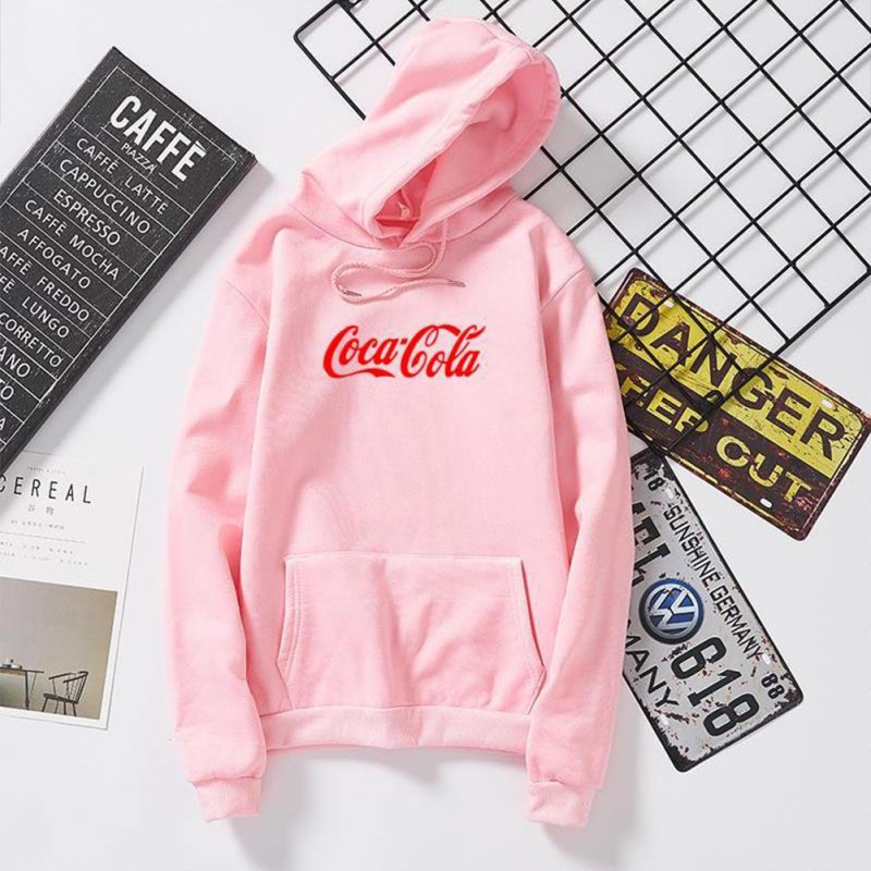 Men Women Coca-Cola Hoodies Retro Casual Fashion Sweatshirts Pink 995#_2XL