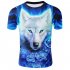 Men Women Cool 3D Digital Wolf Printing Round Collar Short Sleeve T shirt TX RW 1355 XL