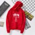 Men Women Couples Cool Stylish Letter Printing Long Sleeve Casual Sports Fleece Hooded Sweatshirts white L