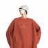 Men Women Crew Neck Sweatshirt Moon Letter Printing Solid Color Loose Fashion Pullover Tops Brick red XXXL