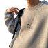 Men Women Crew Neck Sweatshirt Moon Letter Printing Solid Color Loose Fashion Pullover Tops Light gray XXXL