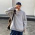 Men Women Crew Neck Sweatshirt Moon Letter Printing Solid Color Loose Fashion Pullover Tops Light gray XXL