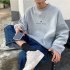 Men Women Crew Neck Sweatshirt Moon Letter Printing Solid Color Loose Fashion Pullover Tops Light gray XXXL