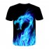 Men Women Fashion 3D Fire Dragon Printing Casual Short Sleeve T Shirt Photo Color XL