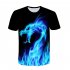Men Women Fashion 3D Fire Dragon Printing Casual Short Sleeve T Shirt Photo Color XL