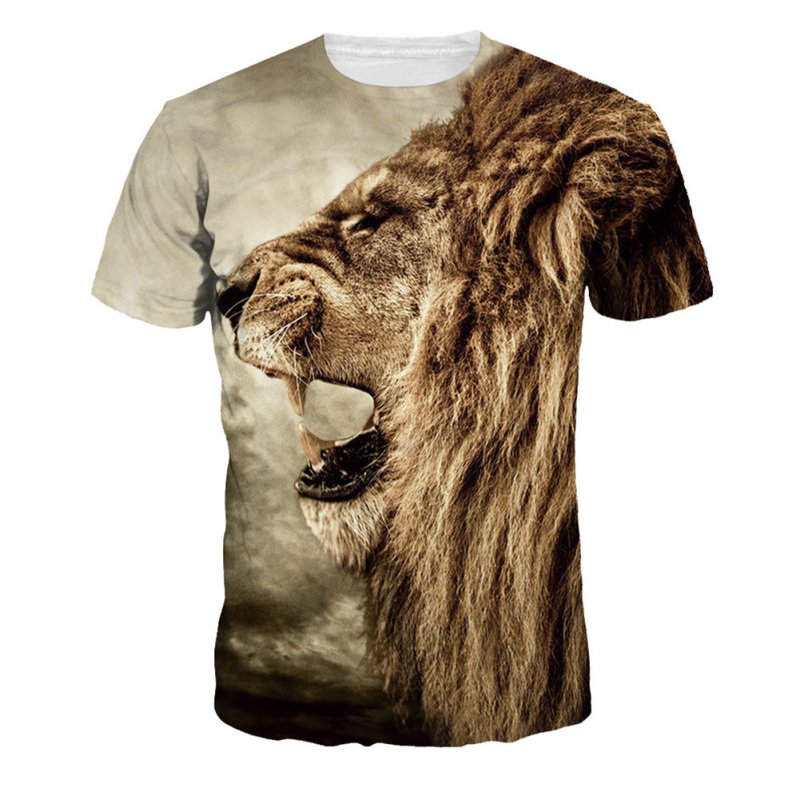 Men Women Fashion 3D Tiger Digital Printing T-shirt Round Neck Short Sleeve Tops NA188_XL