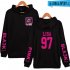 Men Women Fashion Black Pink Series Printing Zipper Hooded Long Sleeve Sweatshirts B black 3XL