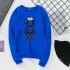 Men Women Fashion Cartoon Long Sleeve Fleece Round Collar Sweatshirts blue L