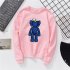 Men Women Fashion Cartoon Long Sleeve Fleece Round Collar Sweatshirts Pink L