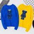 Men Women Fashion Cartoon Long Sleeve Fleece Round Collar Sweatshirts blue M