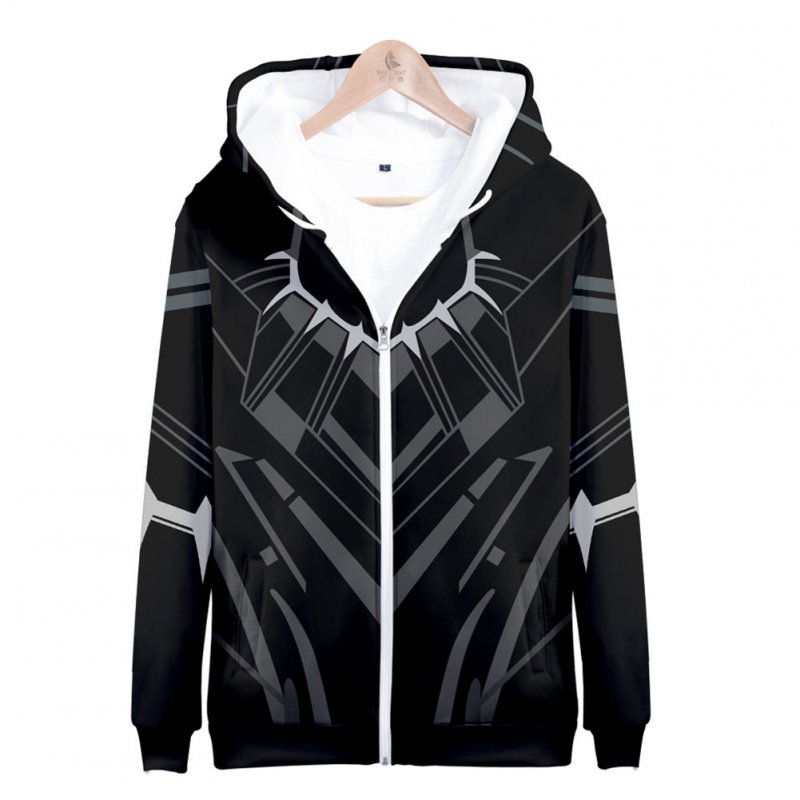 Men Women Fashion Cool Black Panther 3D Printed Long Sleeve Zipper Hooded Sweatshirt Q-4896-YH07_L