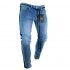 Men Women Fashion Zipper Splicing Broken Hole Jeans Pants Dark blue XL