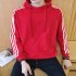 Men Women Fleece Lined Autumn Winter Sportswear 3 Fringes Long Sleeve Casual Jacket  red M