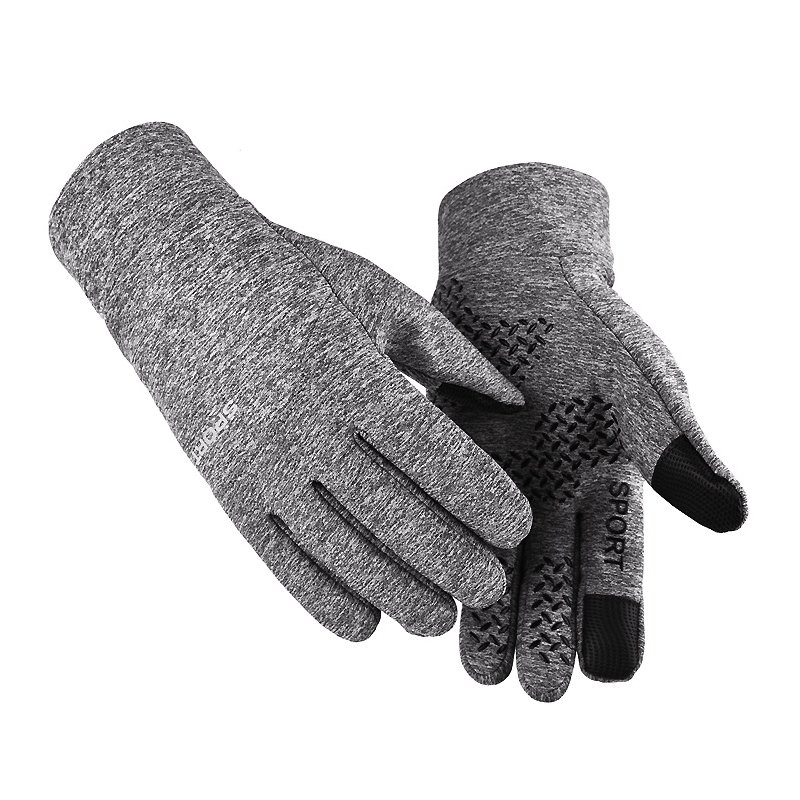 Men Women Gloves Autumn Winter Warm Touchscreen Nonslip Outdoor Riding Gloves gray_L