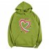 Men Women Hoodie Sweatshirt Happy Family Heart Loose Thicken Autumn Winter Pullover Tops Green XXXL