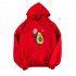 Men Women Hoodie Sweatshirt Cartoon Avocado Thicken Loose Autumn Winter Pullover Tops Red XXXL