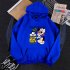 Men Women Hoodie Sweatshirt Cartoon Micky Mouse Thicken Autumn Winter Loose Pullover Blue XXL