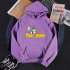 Men Women Hoodie Sweatshirt Tom and Jerry Cartoon Thicken Loose Autumn Winter Pullover Tops Purple XXL