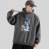 Men Women Hoodie Sweatshirt Tom and Jerry Cartoon Printing Loose Fashion Pullover Tops Dark gray 2XL