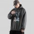 Men Women Hoodie Sweatshirt Tom and Jerry Cartoon Printing Loose Fashion Pullover Tops Dark gray 2XL